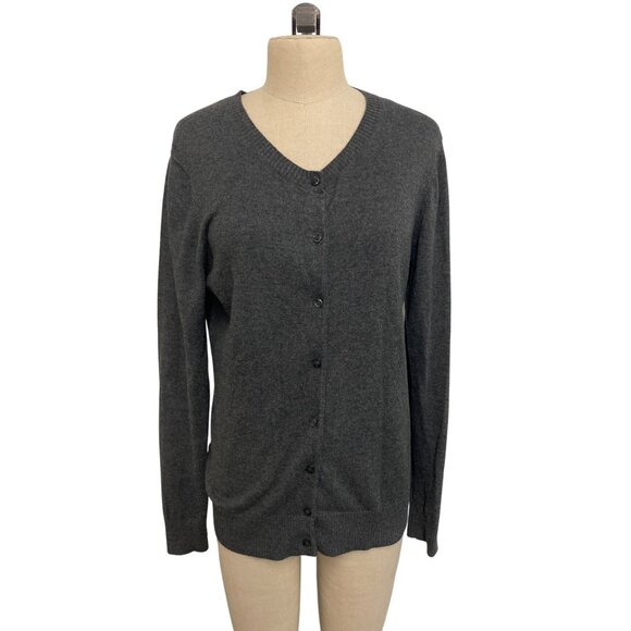 Gap Womens Gray Button-Up Cardigan Sweater L Cotton Blend Made In China - Picture 1 of 10